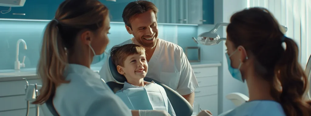 a smiling family receiving gentle care from their trusted dentist in a bright, modern dental office.